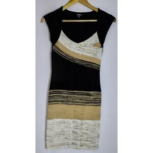 XOXO 4982Y0K STYLE# Rayon Nylon Dress Black Beige Colorblock Knit Size S
